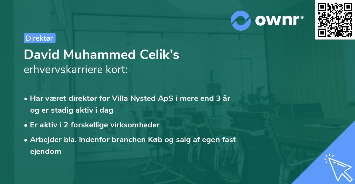 David Muhammed Celik's erhvervskarriere kort