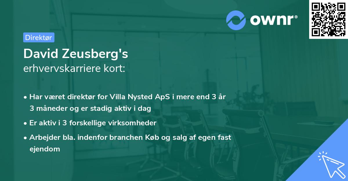 David Zeusberg's erhvervskarriere kort