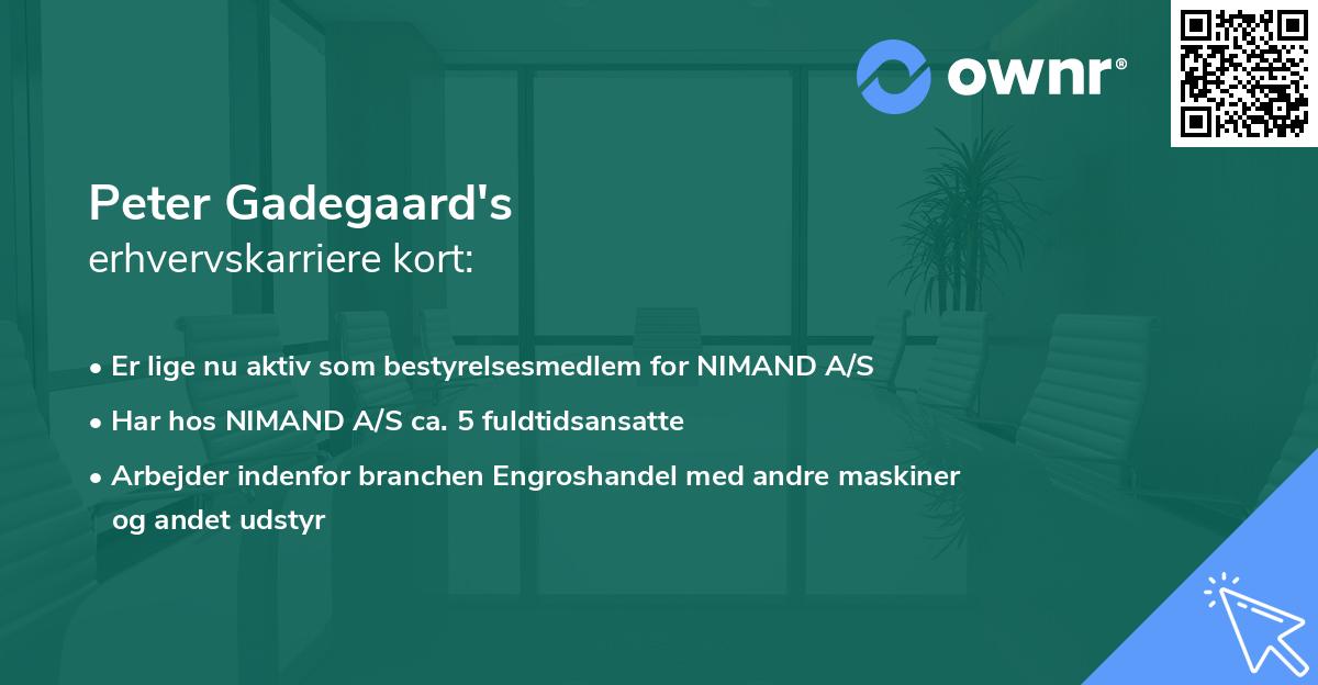 Peter Gadegaard's erhvervskarriere kort