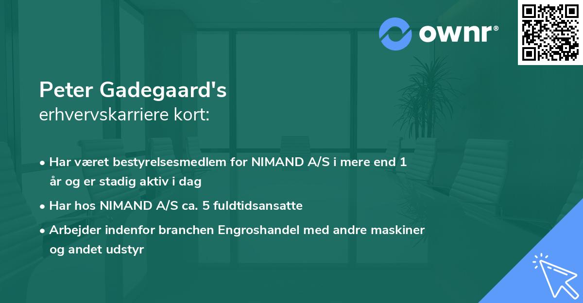Peter Gadegaard's erhvervskarriere kort