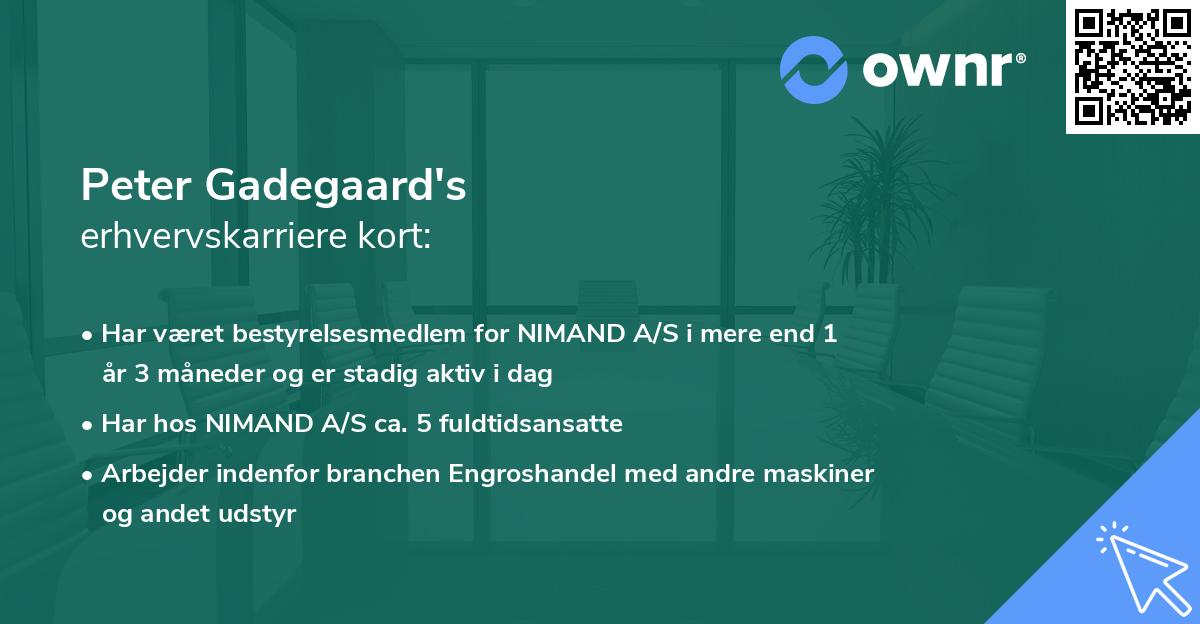 Peter Gadegaard's erhvervskarriere kort