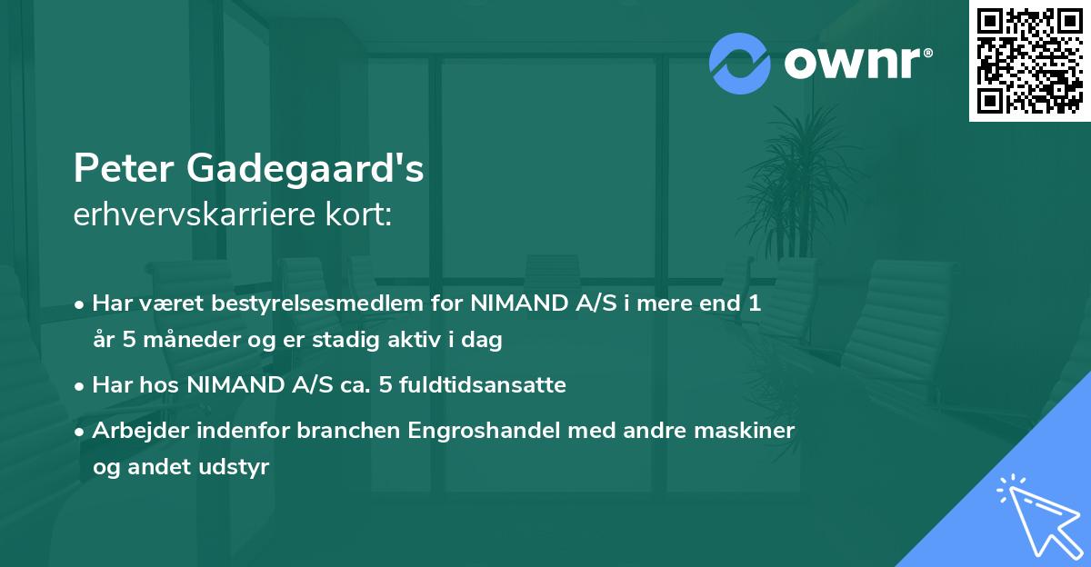 Peter Gadegaard's erhvervskarriere kort