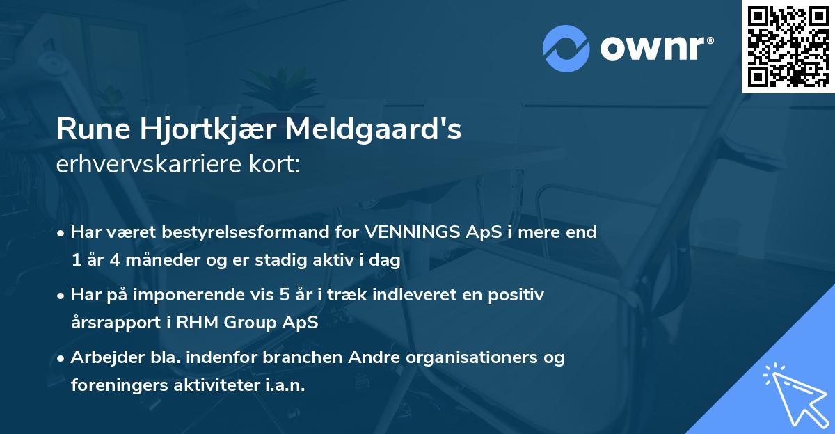 Rune Hjortkjær Meldgaard's erhvervskarriere kort