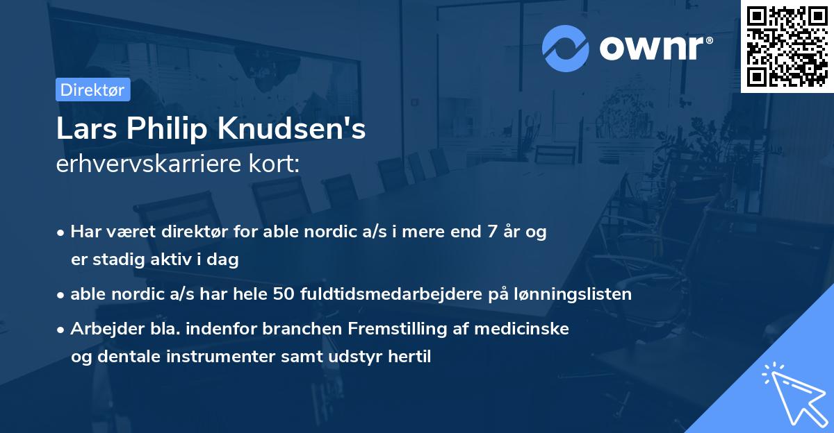 Lars Philip Knudsen's erhvervskarriere kort