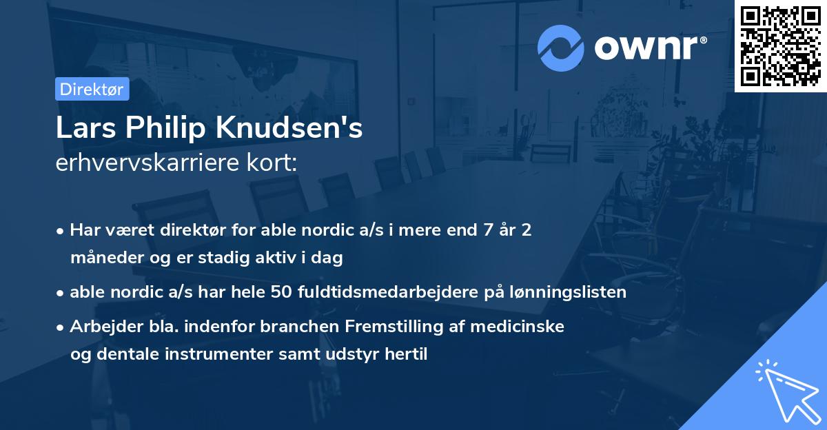 Lars Philip Knudsen's erhvervskarriere kort