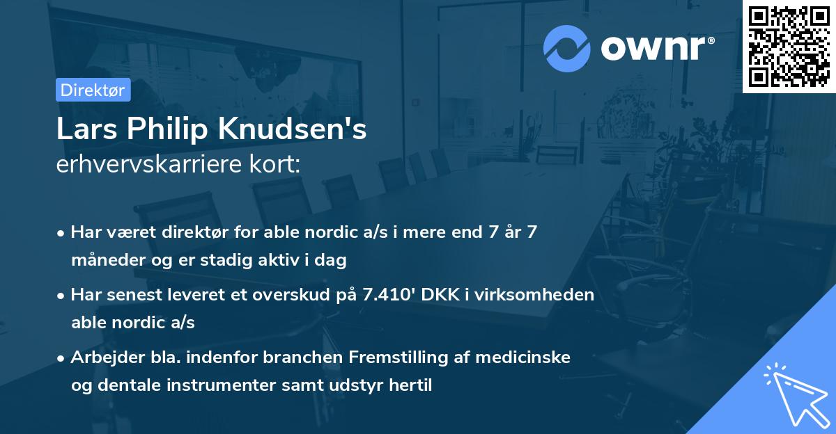 Lars Philip Knudsen's erhvervskarriere kort