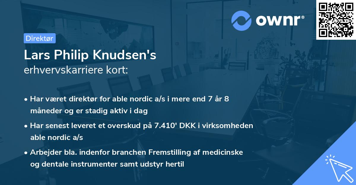 Lars Philip Knudsen's erhvervskarriere kort
