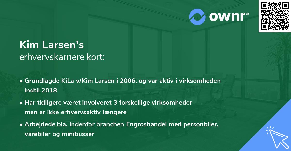 Kim Larsen's erhvervskarriere kort