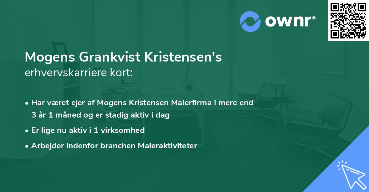Mogens Grankvist Kristensen's erhvervskarriere kort