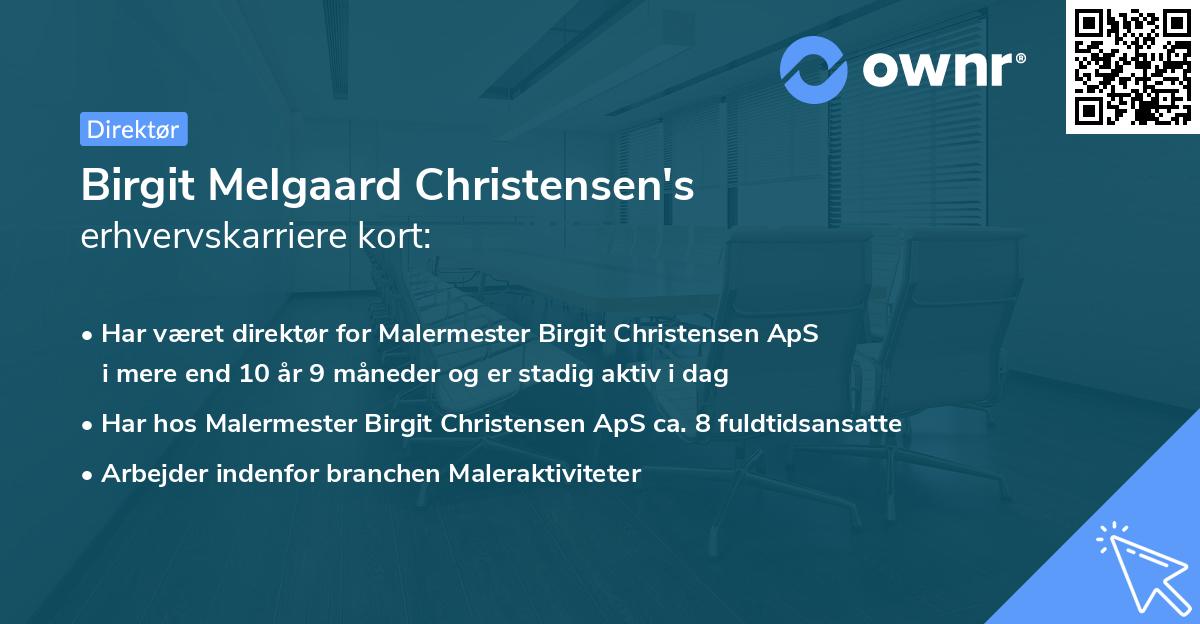 Birgit Melgaard Christensen's erhvervskarriere kort
