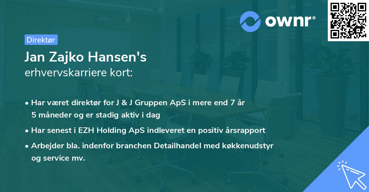 Jan Zajko Hansen's erhvervskarriere kort