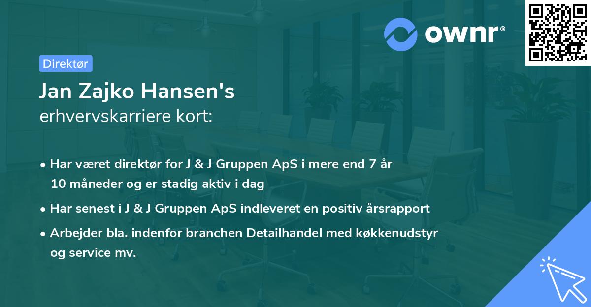 Jan Zajko Hansen's erhvervskarriere kort