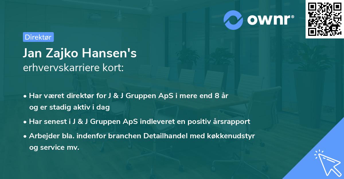 Jan Zajko Hansen's erhvervskarriere kort