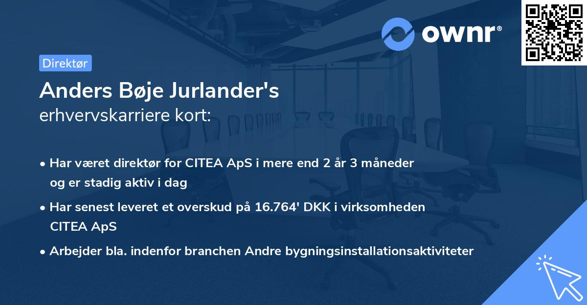 Anders Bøje Jurlander's erhvervskarriere kort