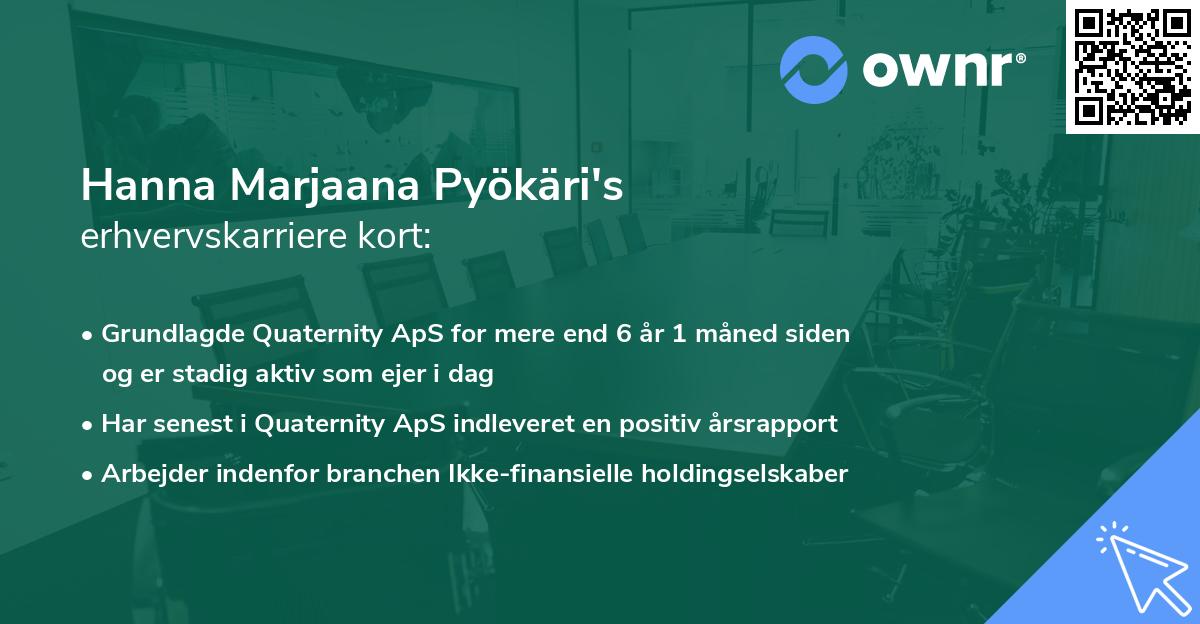 Hanna Marjaana Pyökäri's erhvervskarriere kort