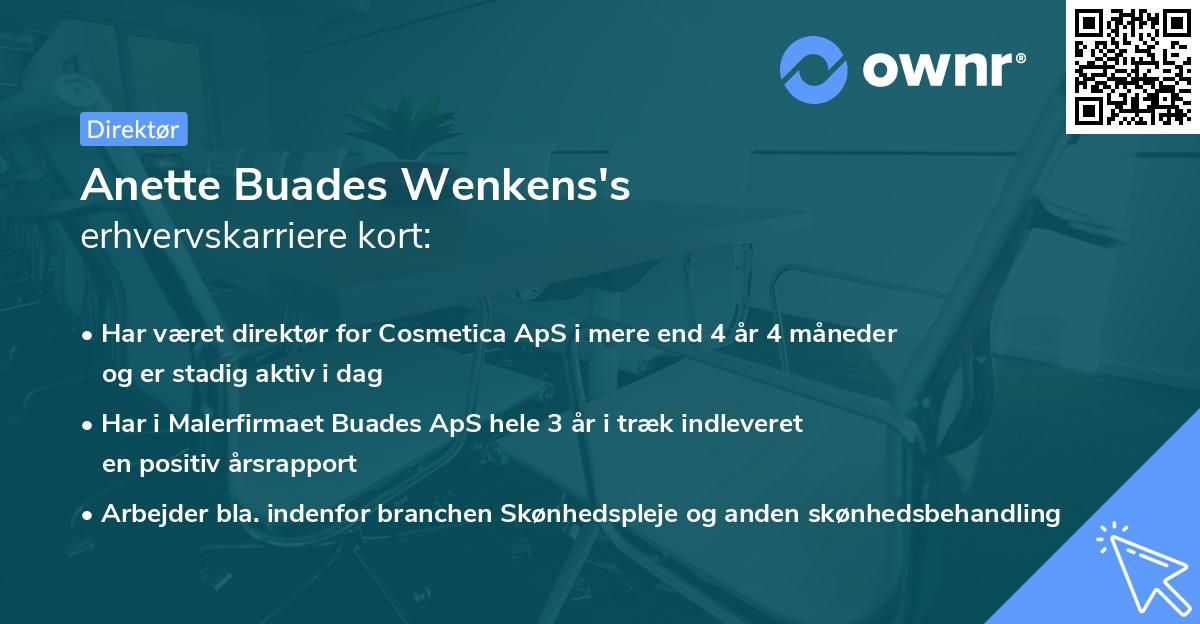 Anette Buades Wenkens's erhvervskarriere kort