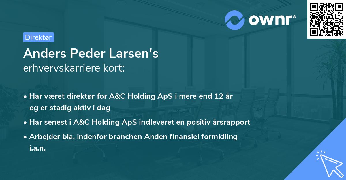 Anders Peder Larsen's erhvervskarriere kort