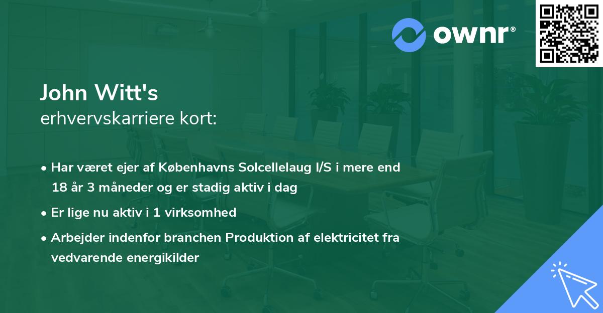 John Witt's erhvervskarriere kort