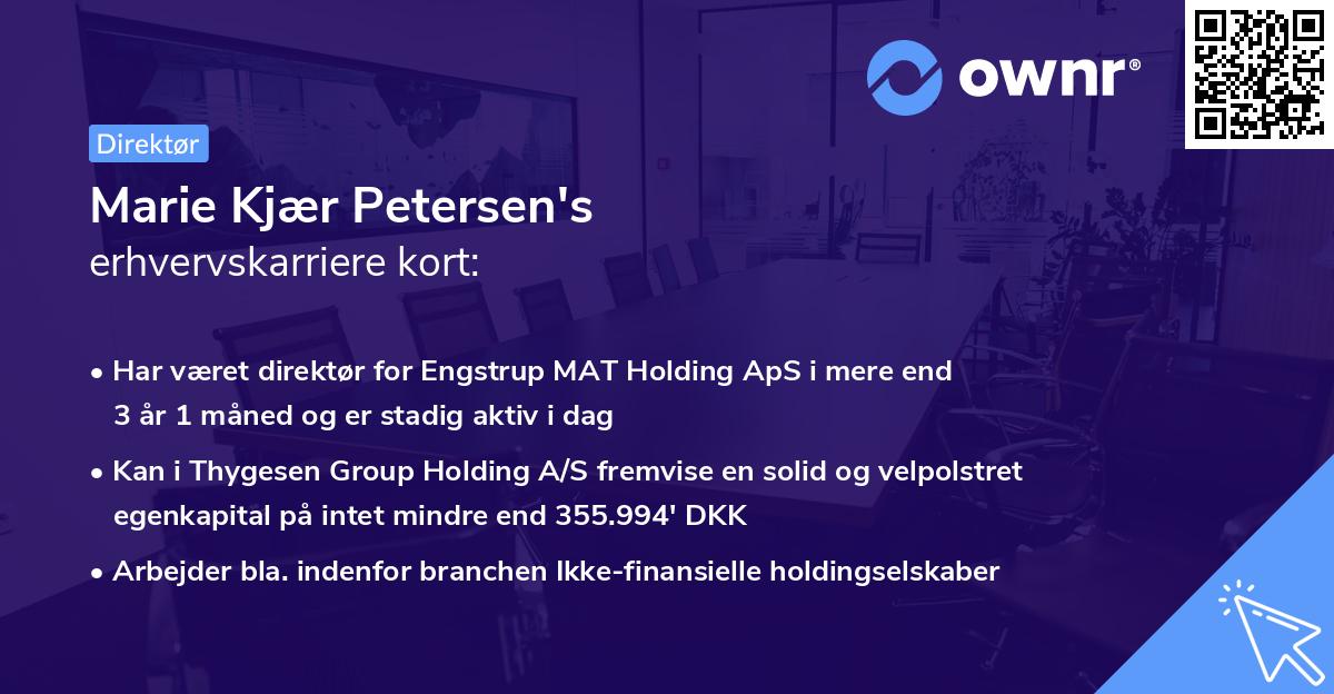 Marie Kjær Petersen's erhvervskarriere kort