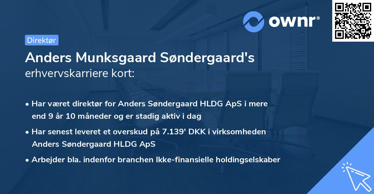 Anders Munksgaard Søndergaard's erhvervskarriere kort