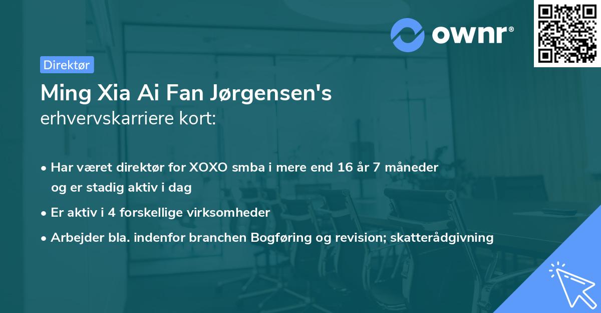 Ming Xia Ai Fan Jørgensen's erhvervskarriere kort