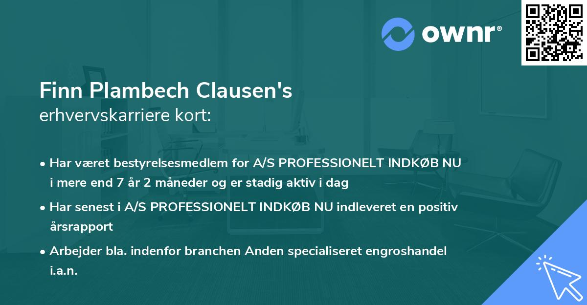 Finn Plambech Clausen's erhvervskarriere kort