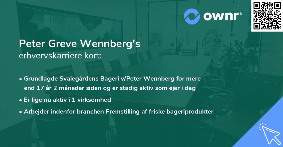 Peter Greve Wennberg's erhvervskarriere kort