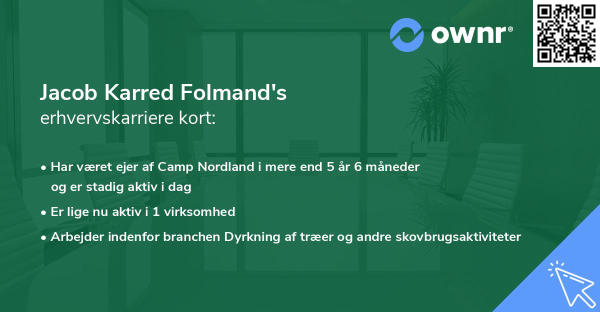 Jacob Karred Folmand's erhvervskarriere kort