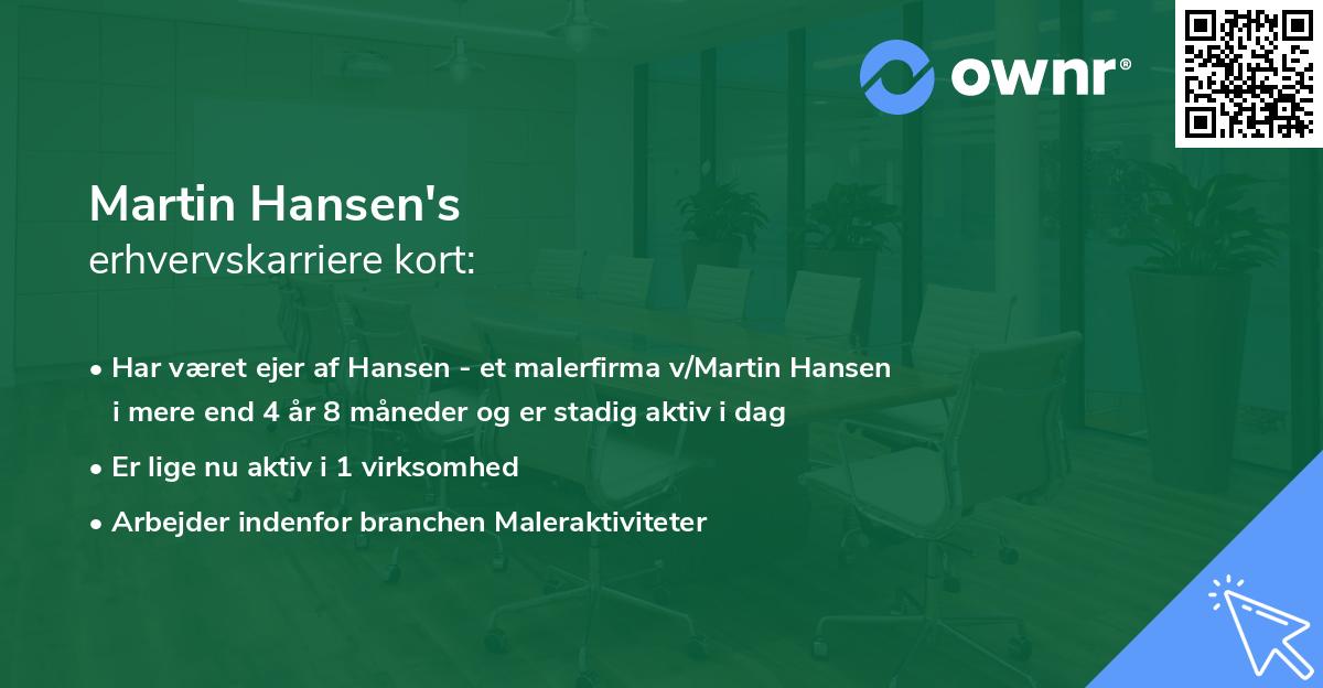 Martin Hansen's erhvervskarriere kort
