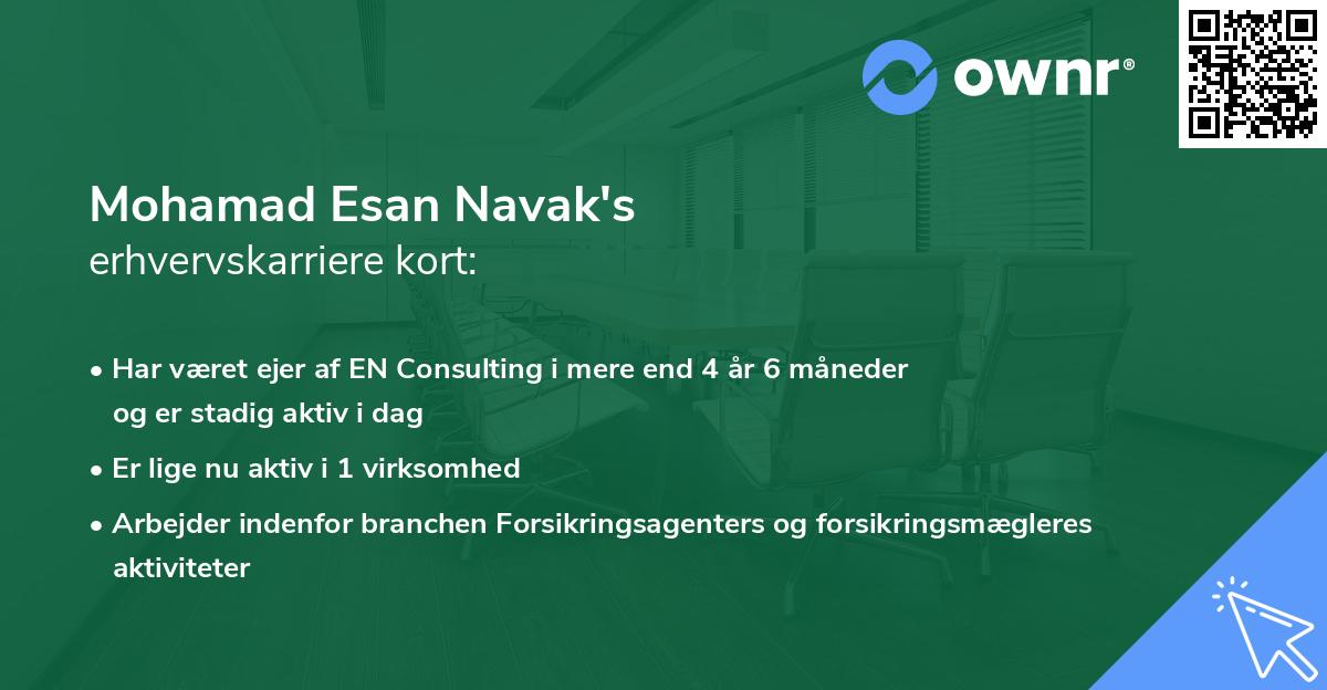 Mohamad Esan Navak's erhvervskarriere kort
