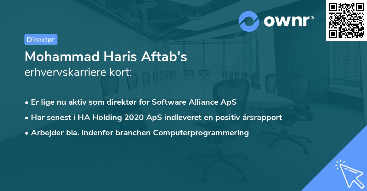 Mohammad Haris Aftab's erhvervskarriere kort