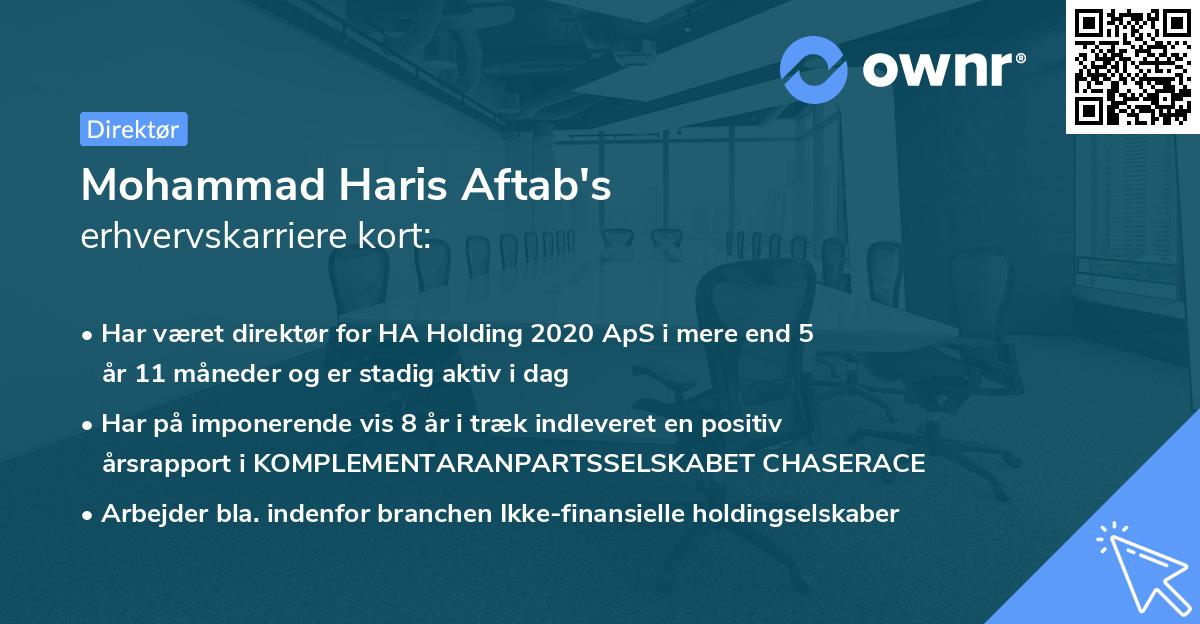 Mohammad Haris Aftab's erhvervskarriere kort