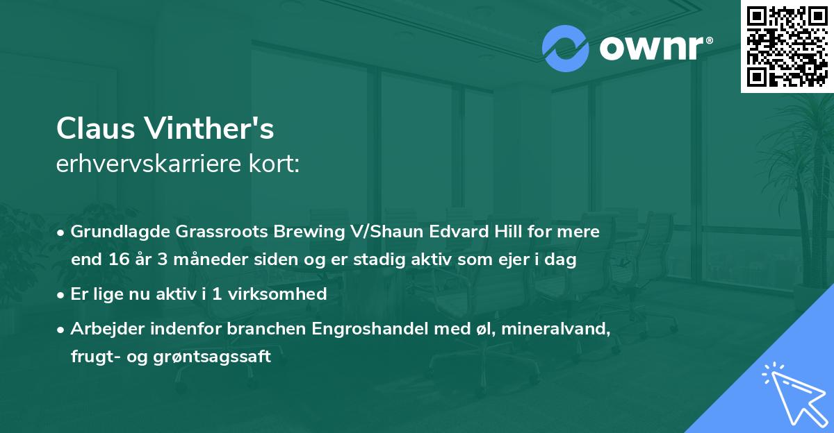 Claus Vinther's erhvervskarriere kort