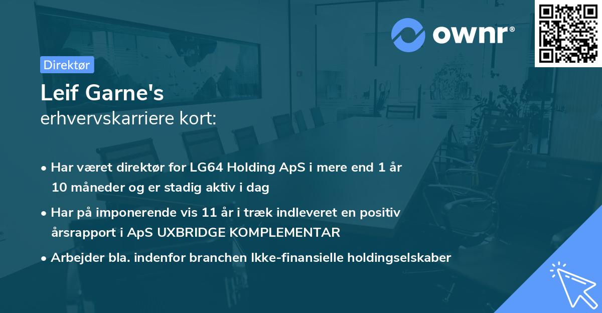 Leif Garne's erhvervskarriere kort