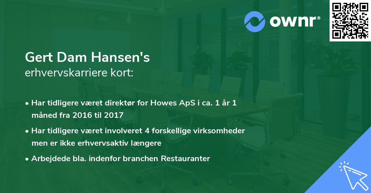Gert Dam Hansen's erhvervskarriere kort