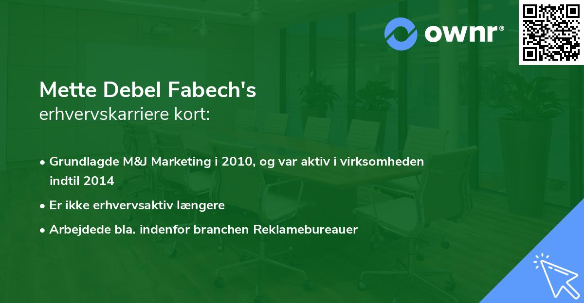 Mette Debel Fabech's erhvervskarriere kort