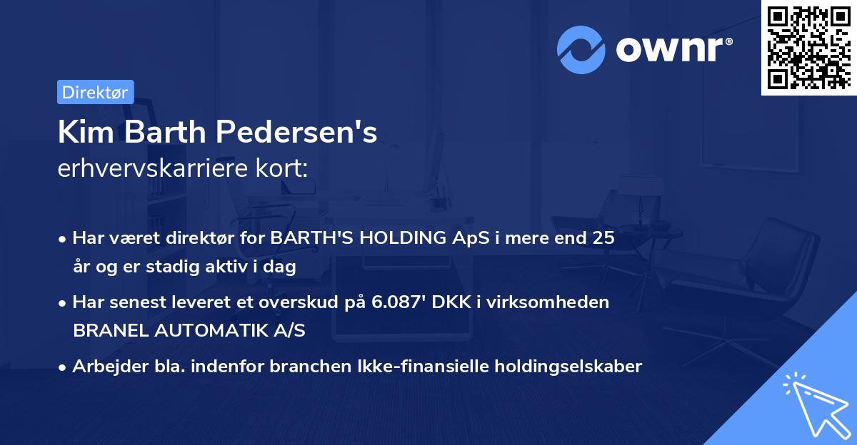 Kim Barth Pedersen's erhvervskarriere kort