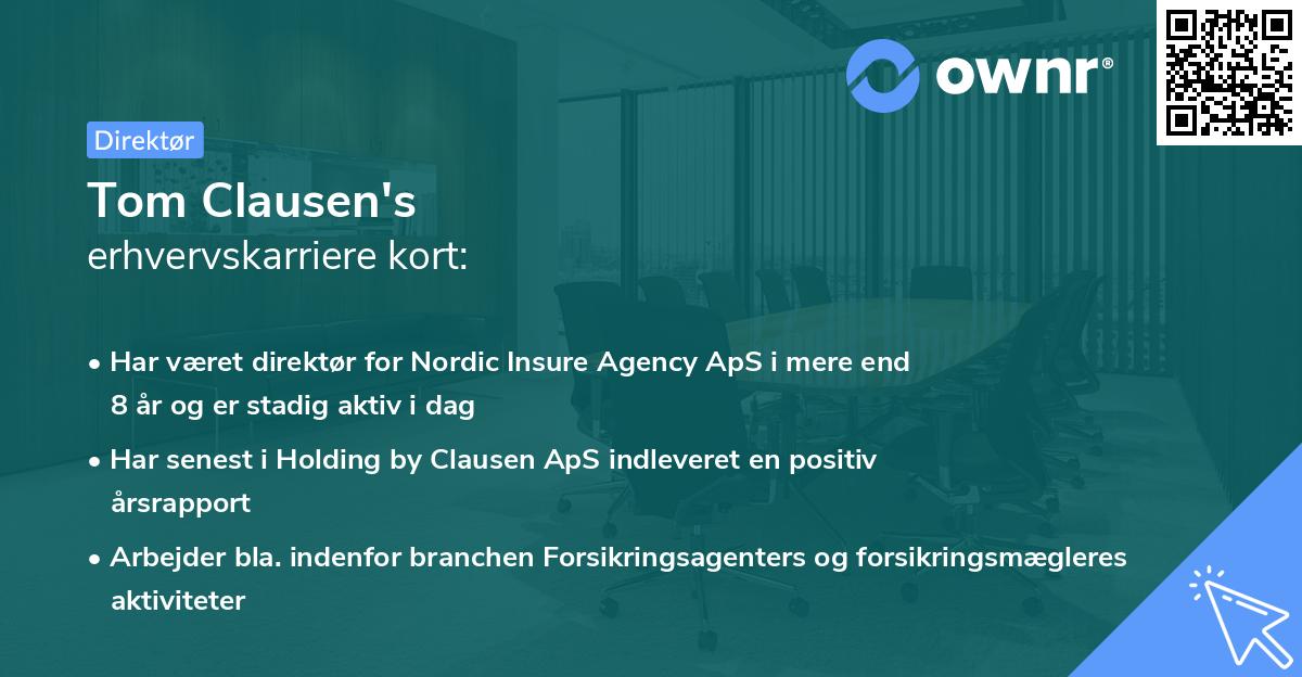 Tom Clausen's erhvervskarriere kort