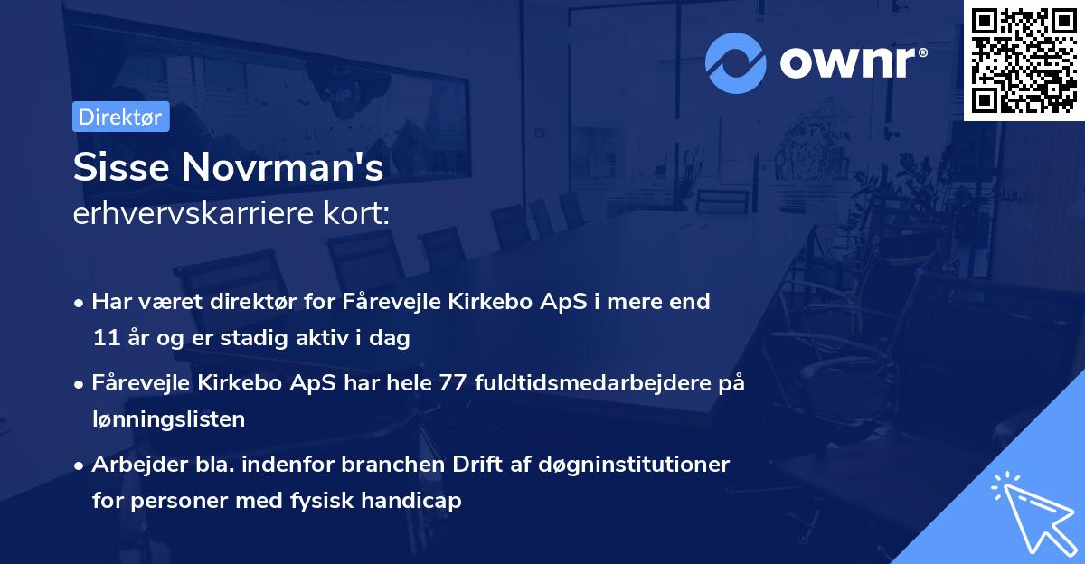 Sisse Novrman's erhvervskarriere kort