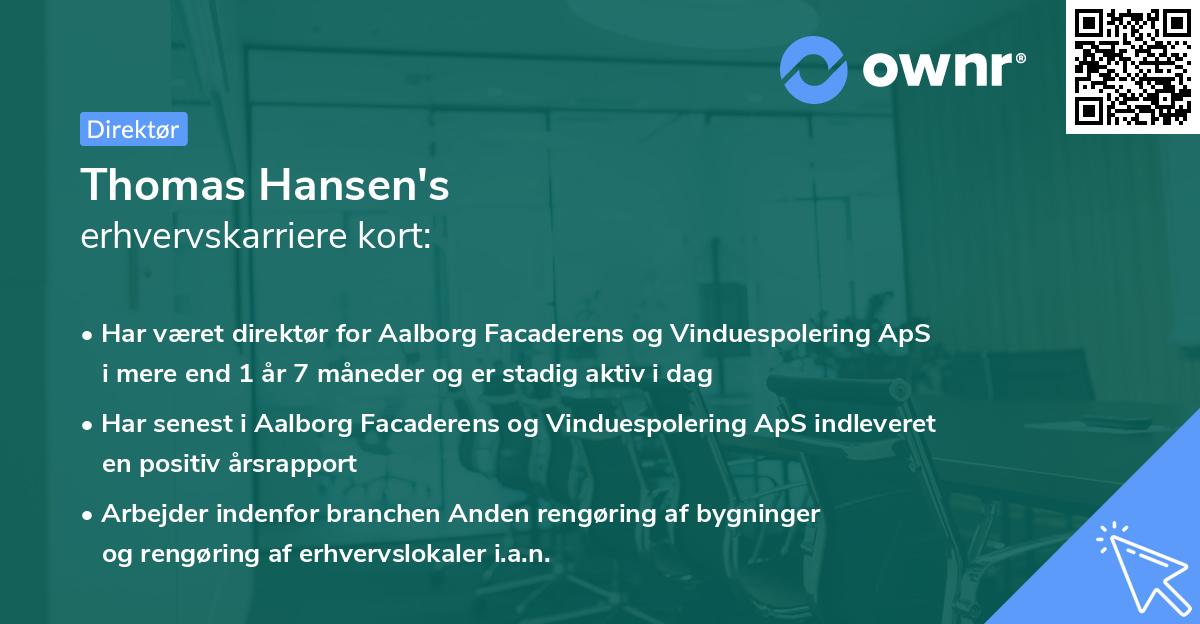 Thomas Hansen's erhvervskarriere kort