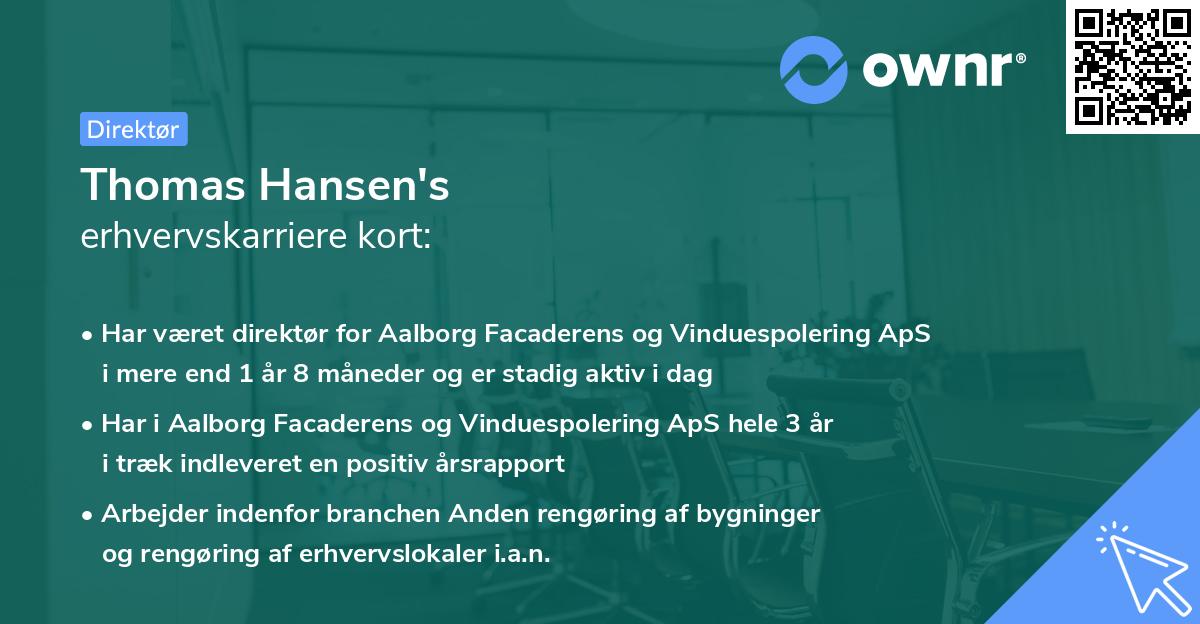 Thomas Hansen's erhvervskarriere kort