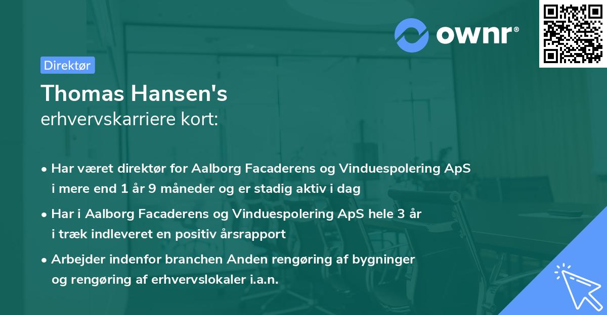 Thomas Hansen's erhvervskarriere kort