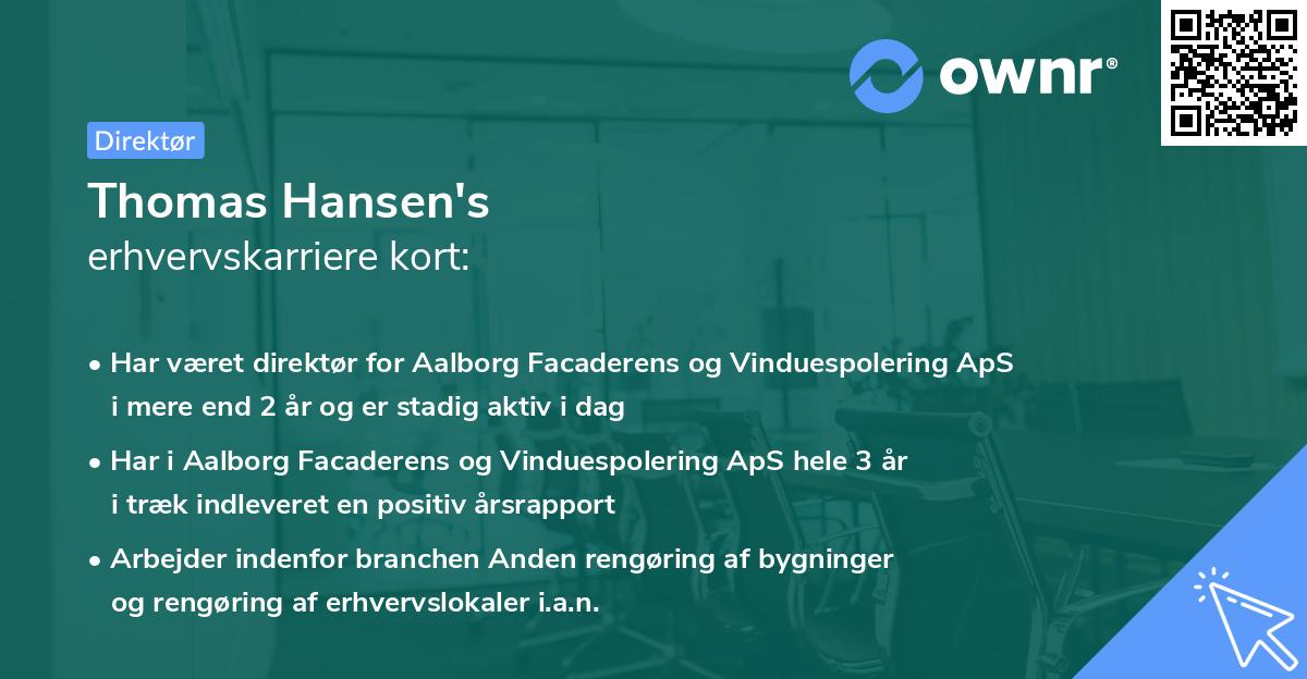 Thomas Hansen's erhvervskarriere kort