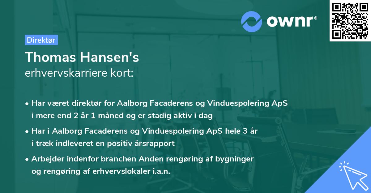 Thomas Hansen's erhvervskarriere kort