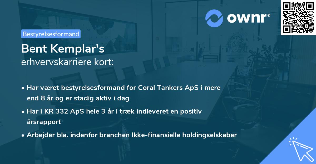 Bent Kemplar's erhvervskarriere kort