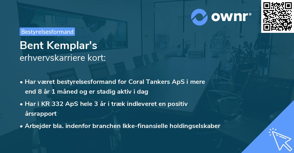 Bent Kemplar's erhvervskarriere kort