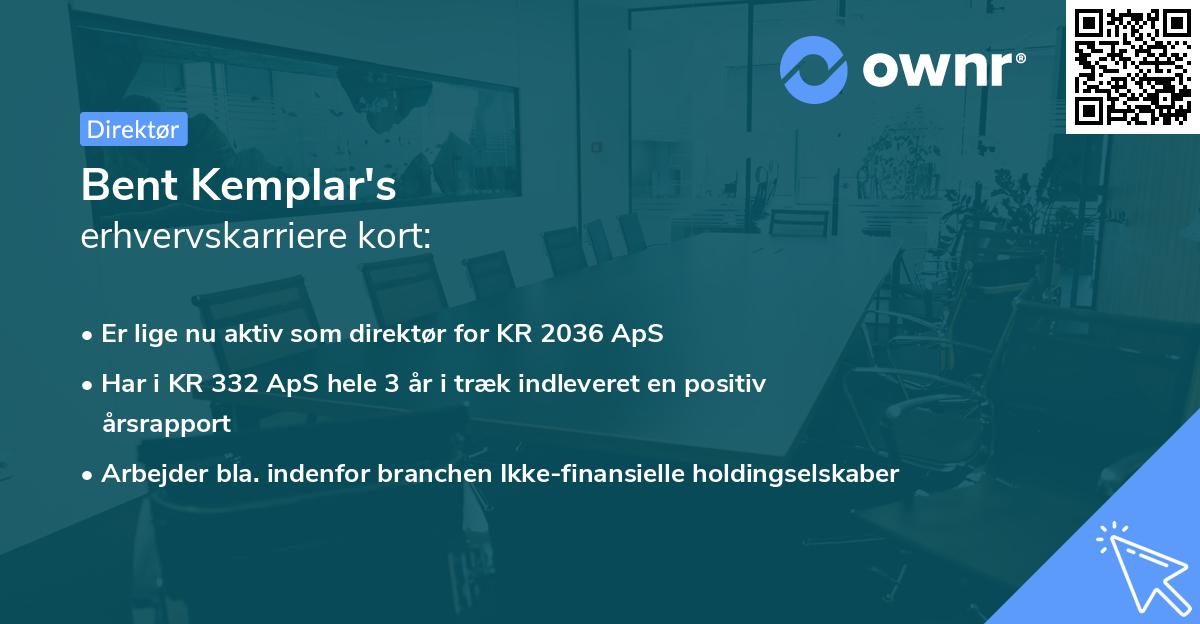Bent Kemplar's erhvervskarriere kort