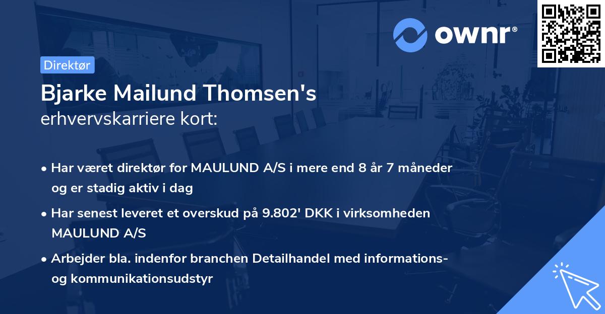 Bjarke Mailund Thomsen's erhvervskarriere kort