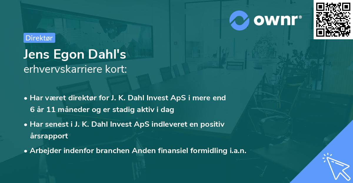 Jens Egon Dahl's erhvervskarriere kort