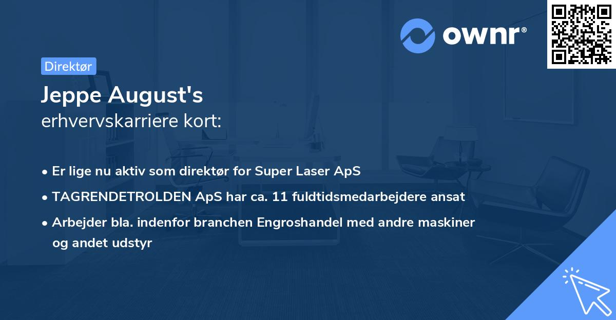 Jeppe August's erhvervskarriere kort